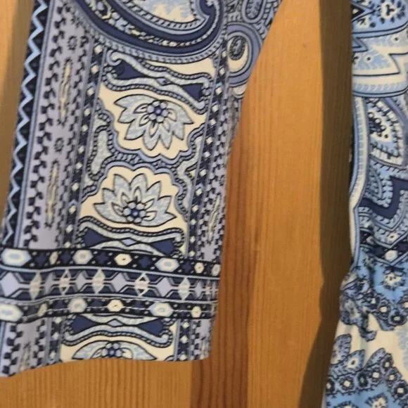 J. McLAUGHLIN Dress XS Marianne‎ Blue Paisley Catalina Cloth Wrinkle Resistant - Picture 4 of 16